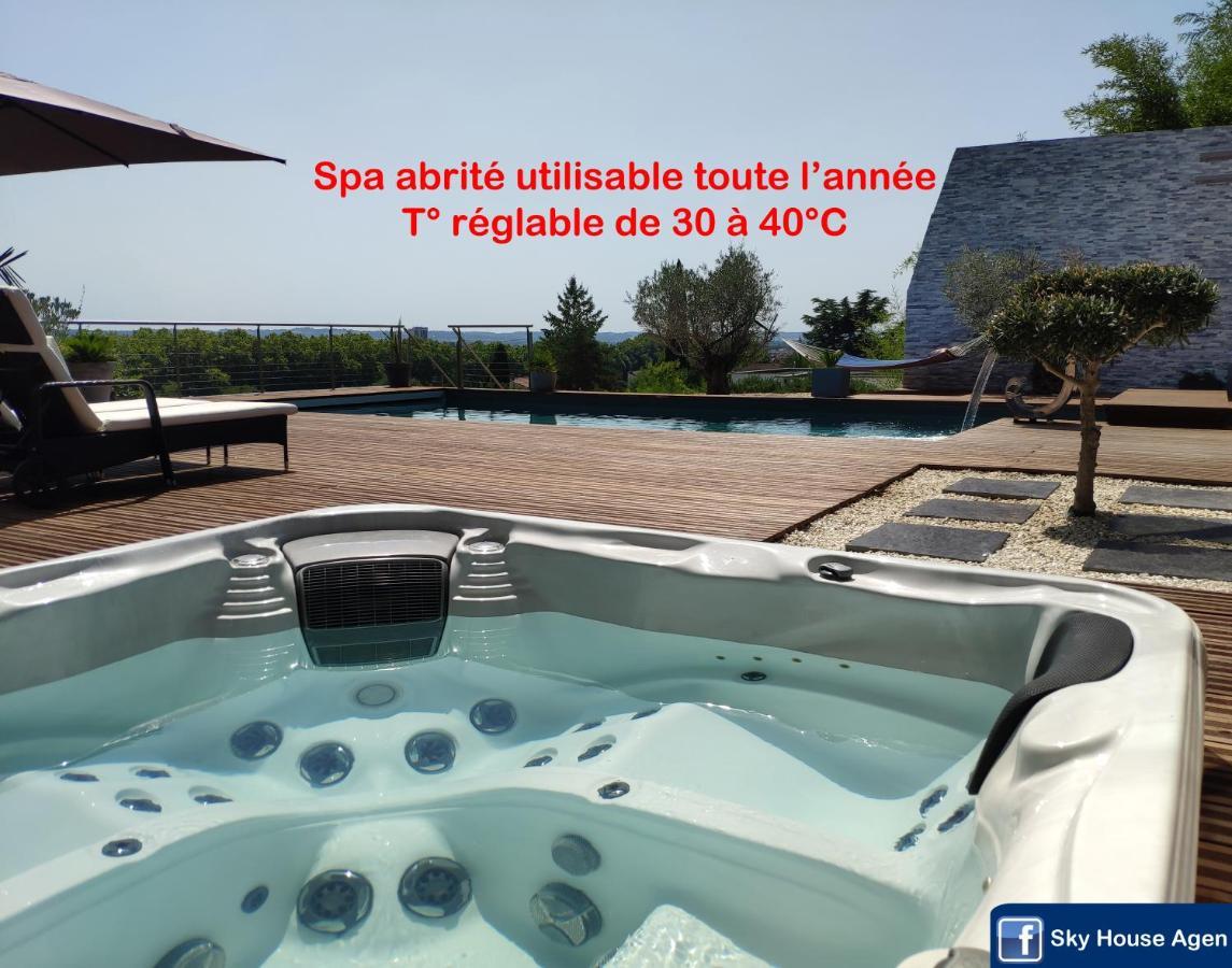 Piscine Chauffee Et Spa Jacuzzi Privatif Terrasse Sans Vis A Vis ,,,Sky House Agen,,, Kültér fotó