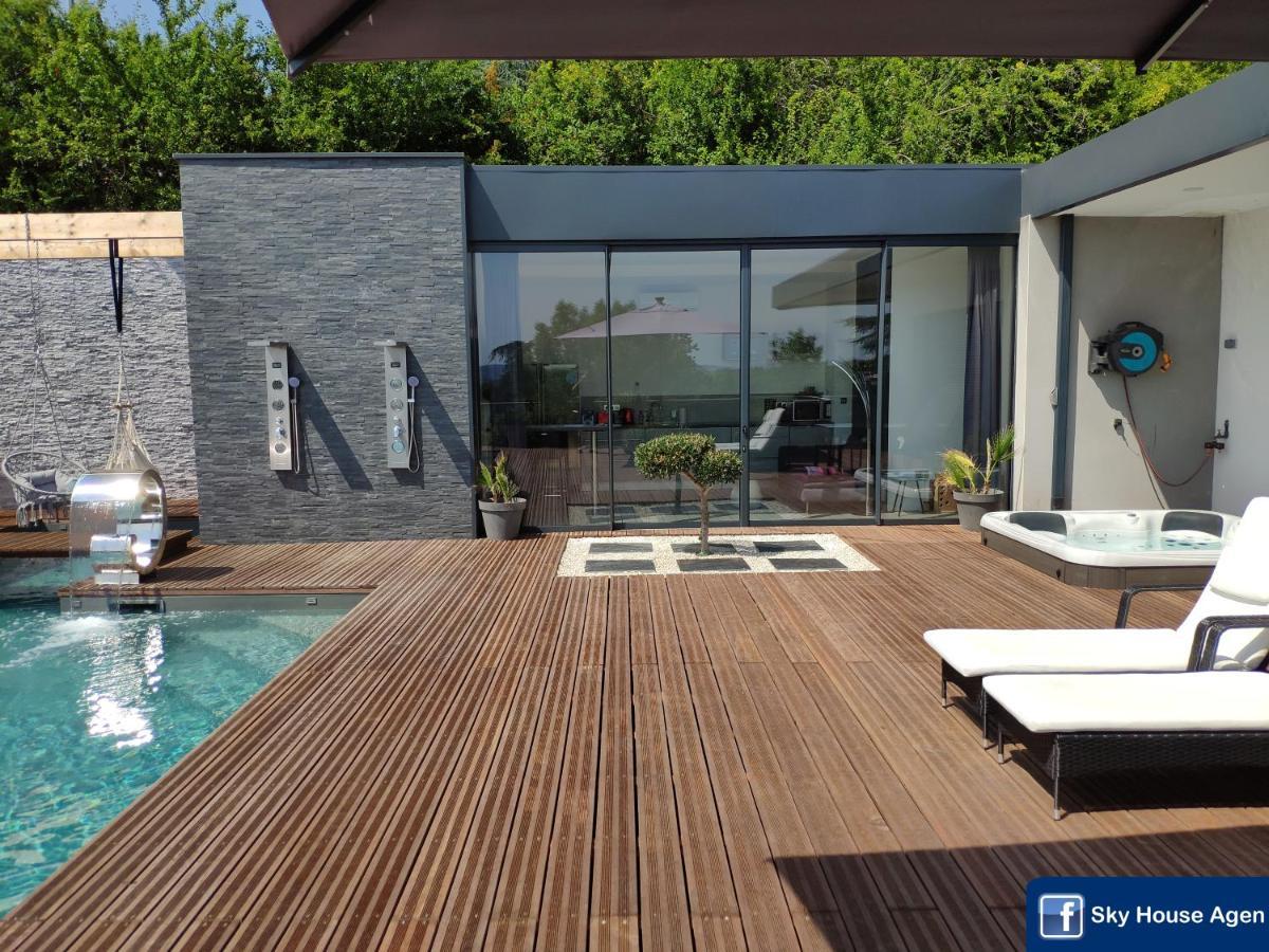 Piscine Chauffee Et Spa Jacuzzi Privatif Terrasse Sans Vis A Vis ,,,Sky House Agen,,, Kültér fotó